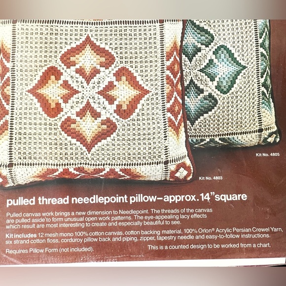 Vintage Bucilla 4803 Harmony Pulled Thread Needlepoint Pillow Kit Sealed Boho - Picture 3 of 3